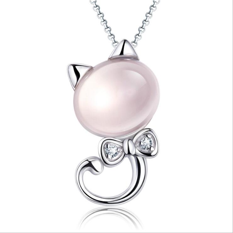 Colgante Gato Guardián de Cuarzo Rosa